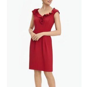 Sandra Darren Women’s Ruffle Front V-Neck Cap Sleeve Sheath Dress Size 8